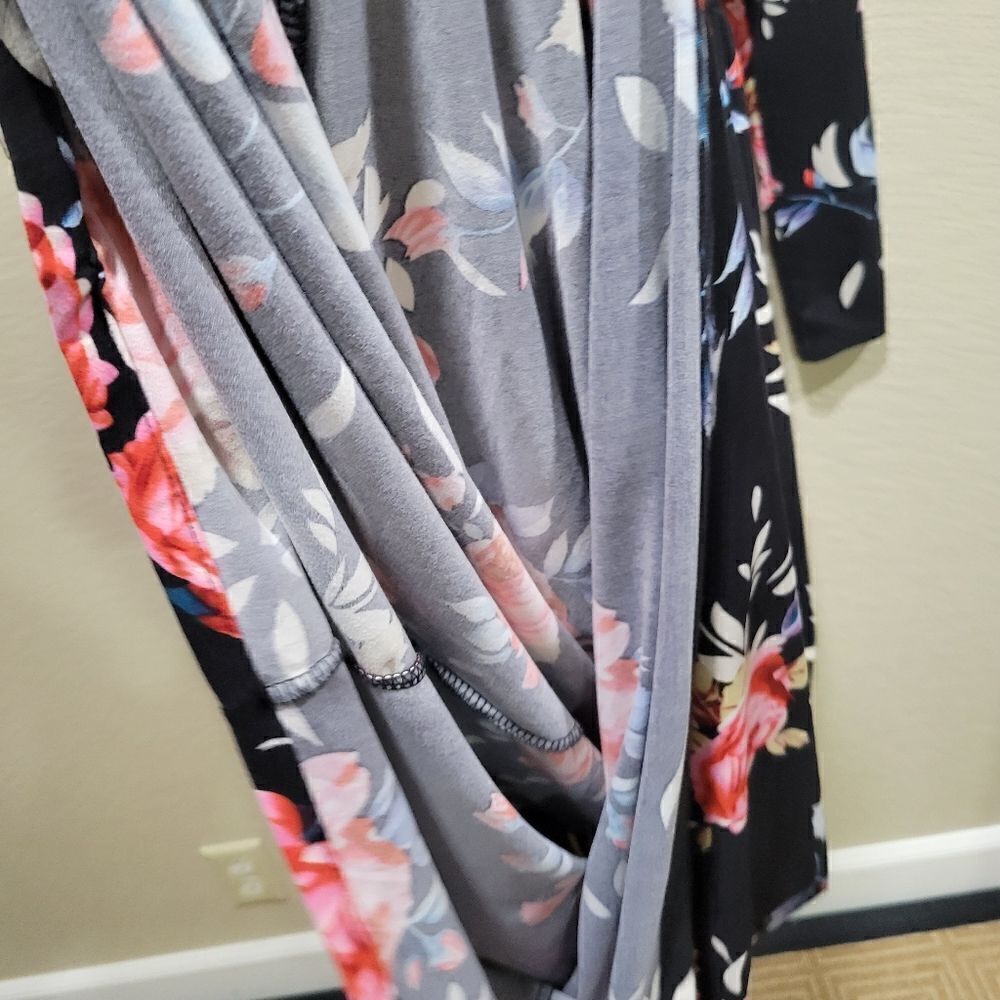 Long quarter sleeve multicolor floral dress - Picture 7 of 7